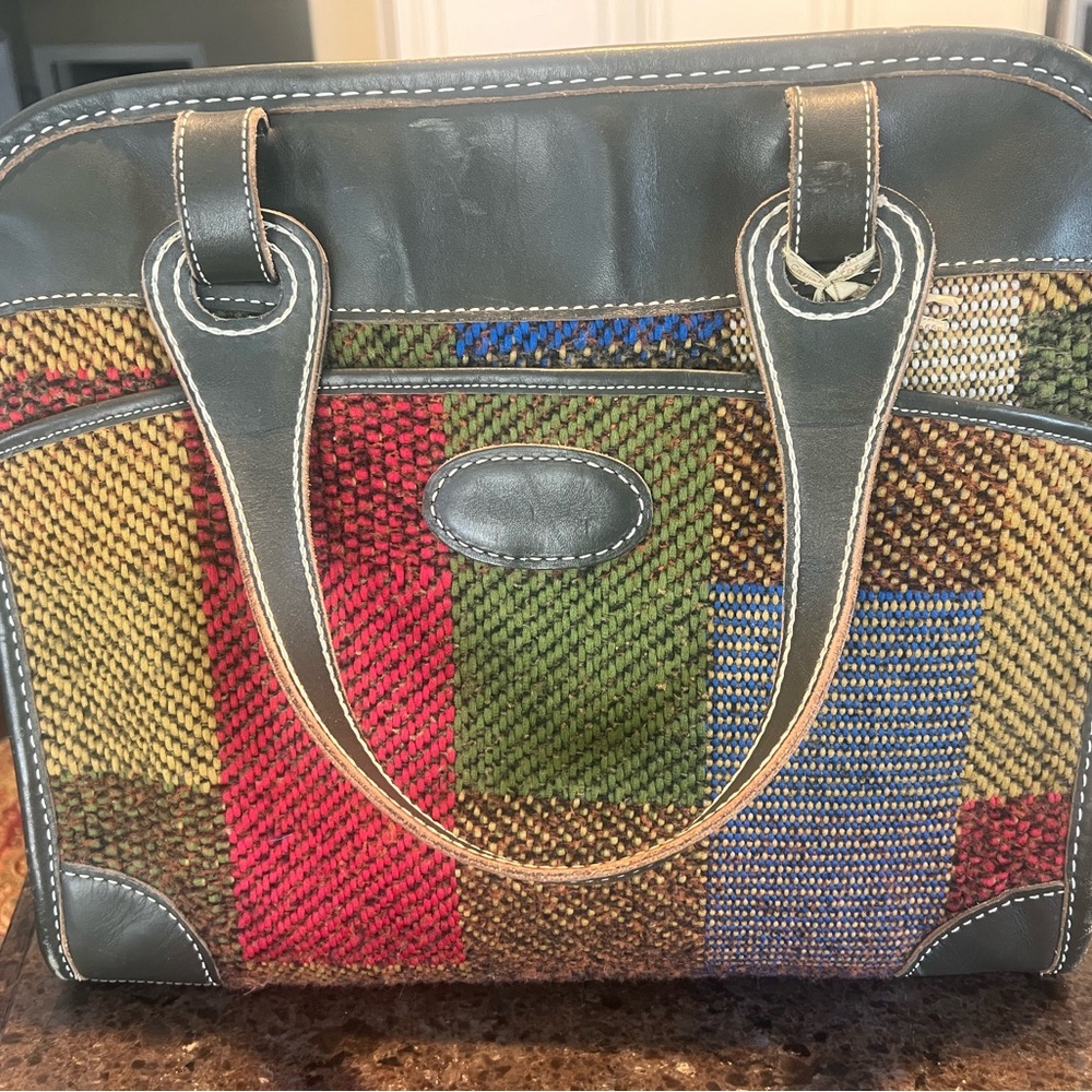 Vintage Neiman Marcus travel bag with colorful quilted style design